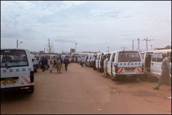 The Kampala New Taxi Park (as well as the Old Taxi Park) is big chaos. Only after visiting a couple of times you know how to find the right minibus